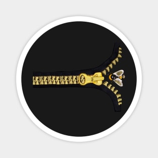 Bee themed gifts for women, men and kids. Black with gold zipper and bee flying in, save the bees Magnet